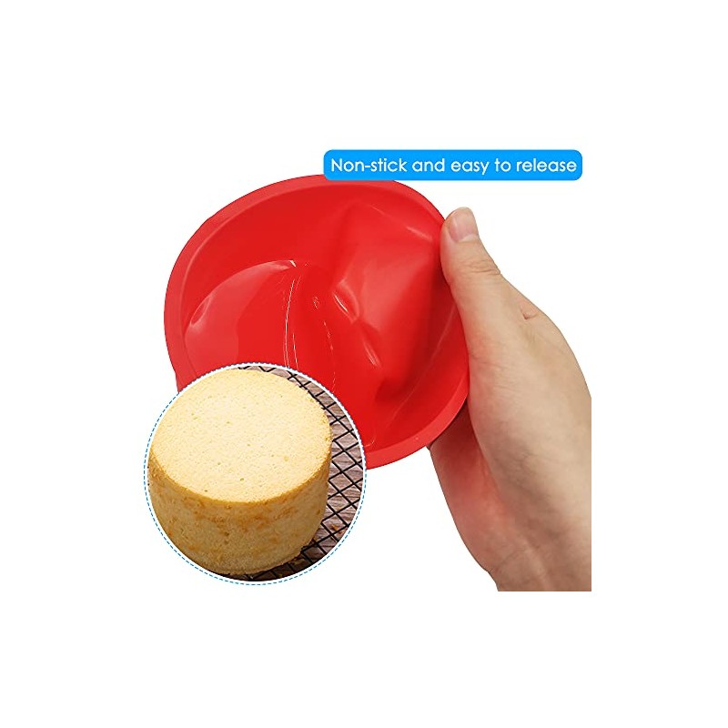 YuCool 6 Molde de silicona para tartas, moldes redondos para