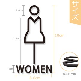 Sitengle Acrylic Toilet Sign, 3D Toilet Sticker, Men Women, WC Sign, Toilet Display, Washroom Sign Plate, Stylish, Toilet Sign, Office, Restaurant, Cafe, Shop, Hotel, Toilet Sign, Picture, Guidance, Door Plate, Pictogram, Black