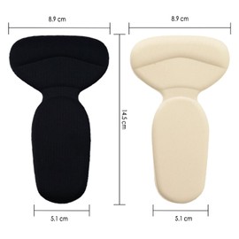 Shoes Heel Protection, Memory Foam Strong Sticky Foot Pad Care & High Heels Heel Holder Cushion Liner for Men and Women, 2 Pairs (Black 1 Pair, Beige 1 Pair)