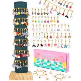 Deinduser Charm Bracelet Making Kit for Girls, Clip on Charms Kit for Bracelets, Charms for Bracelets with Clasp, Chain Bracelet Set for Girls, Ages 5-12