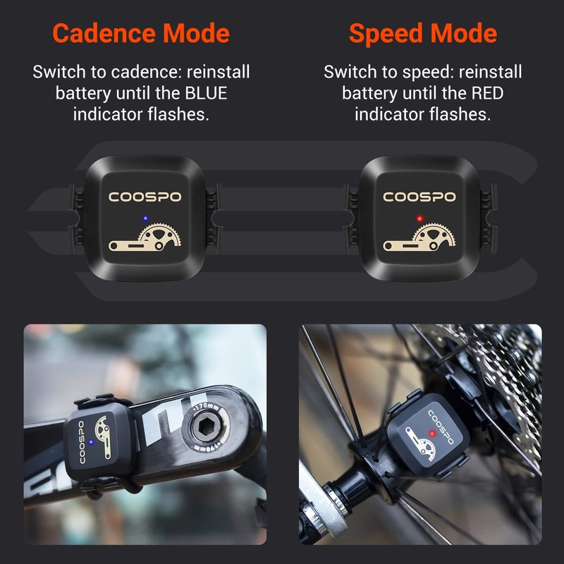 COOSPO Bicycle Speed Sensor and Cadence Sensor Bluetooth ANT+, Cadence