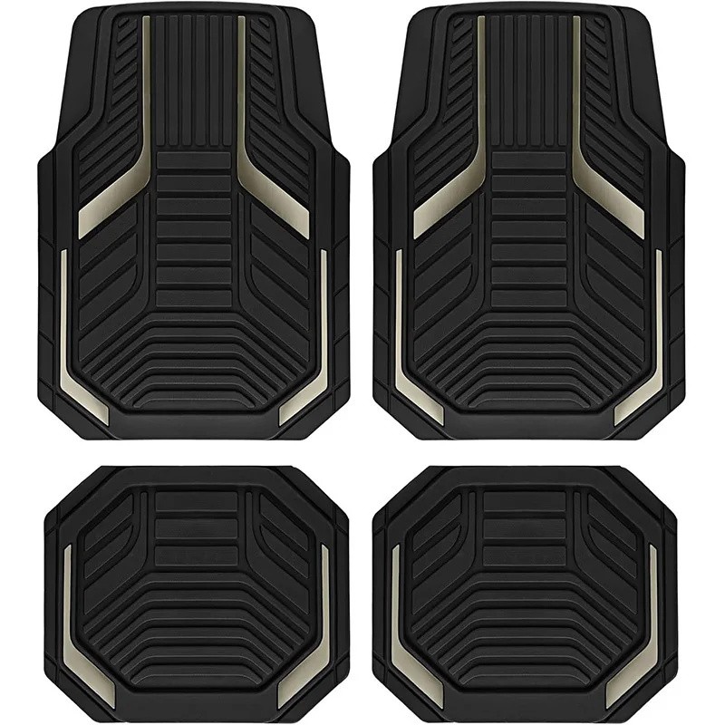 4 Piece Universal All Weather Rubber Car Floor Mats, Waterproof