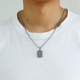 Initial Necklace Bracelet for Men Pendant Chain Letter Initial Necklace Beaded Initial Bracelet Initial Jewelry Sets for Boys O