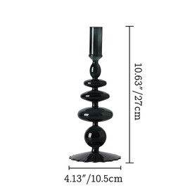 LKXHarleya Glass Candlesticks Holders, Retro Glass Candle Holder for Taper Candle Table Centerpiece Wedding Party Home Decoration, Black