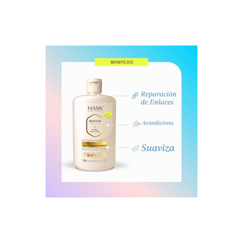 HASK, Mascarilla Reparadora Bond Building, Fortalece e Hidrata con TripleBond