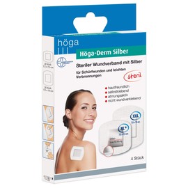 Höga-Derm Silber, Sterile Wound Dressing with for Abrasions and Light Burns 19g White (Pack of 4)