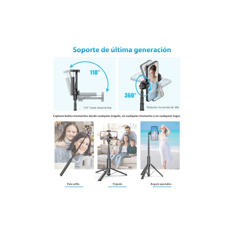 Gahenwo Tripie para Celular de 170 cm Selfie Stick Aluminio