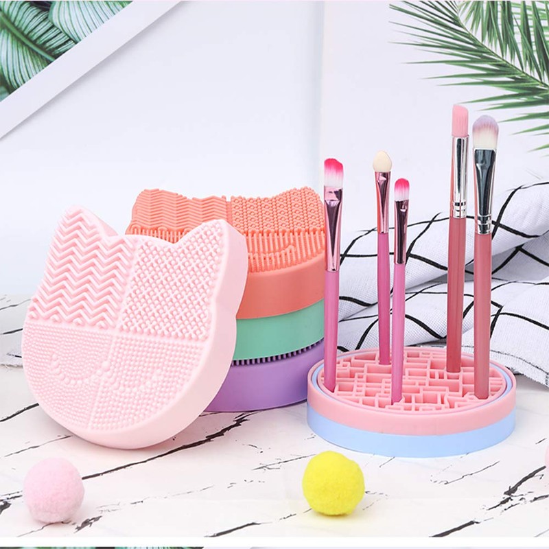 Alfombrilla de silicona para limpieza de brochas de maquillaje con