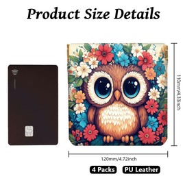 Peacoblue 4Pcs Small Leather Squeeze Coin Purse for Women-Colorful Owls Pattern Waterproof & Durable Change Pouch Mini Money Wallet,Best Gift for Adult Girls