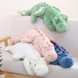 ARELUX 35in Cute Dragon Stuffed Animals Plush Toy,Soft White Pterosaur Plushie Fuzzy Dinosaur Pillow Plushies with Wings Cuddly for Friends Family Member