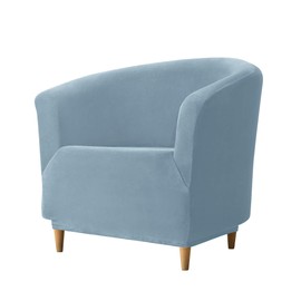 CONRUSER Velvet Club Chair Slipcover, Soft Stretch Tub Chair Cover Washable Thick Armchair Furniture Protector for Living Room (Light Blue)