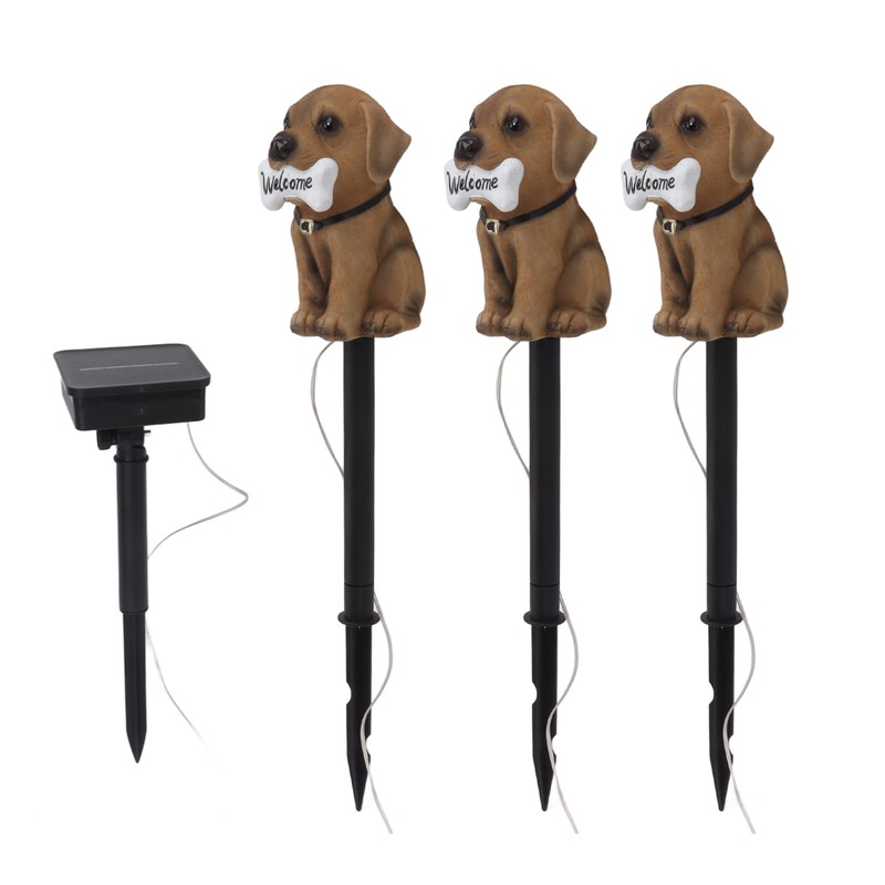 LED Solar Garden Light Puppy Dog Statue Welcome Lamp Solar