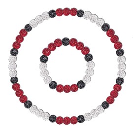 ZEZHOMCHI Baseball Necklace 18in Sparkle Rhinestone Baseball Beaded Chain and Bracelet Set Pollyanna Baseball Drip Gifts for Men Women