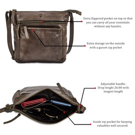 Cochoa Women Real Leather Small Triple Zip Crossbody Bags Purse Travel Bag