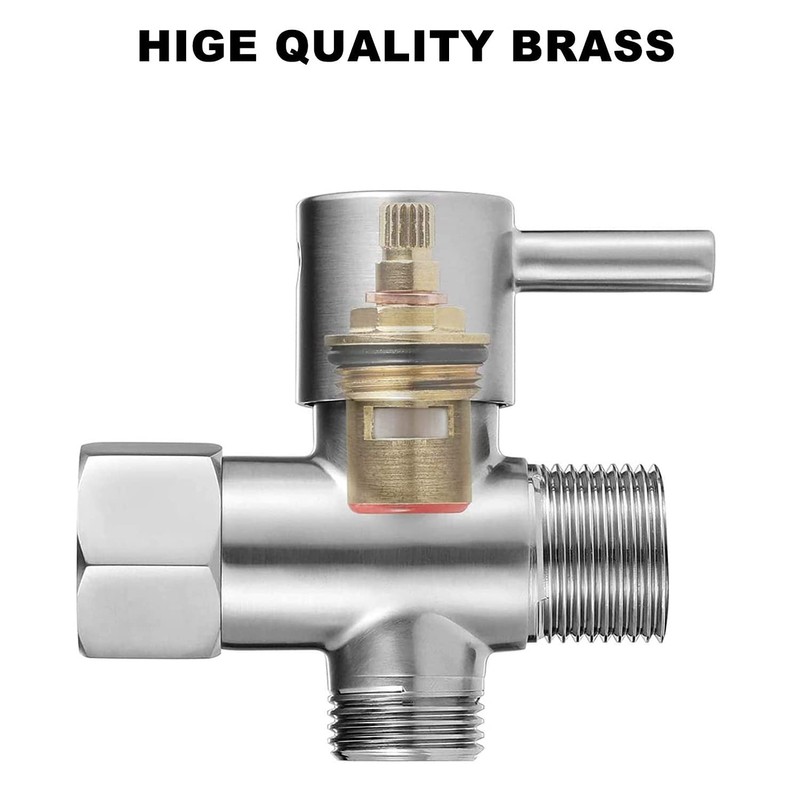 Brass Metal T Adapter with Shut Off Valve,7/8 1/2 Bidet