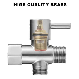 Brass Metal T Adapter with Shut Off Valve,7/8 1/2 Bidet Valve,3-Way Tee Connector for Handheld Bidet Toilet Sprayer,Bidet T Valve Adapter Chrome Plated