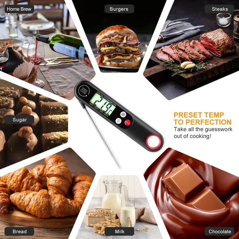 AOOSA Meat Thermometer, Instant Read Cooking Thermometer with Foldable Probe