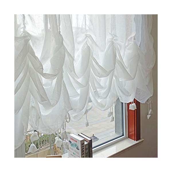 FADFAY Farmhouse White Lace Shabby Elegant Chic Sheer Curtain with