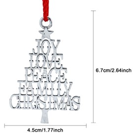 2024 Solid Pewter Metal Christmas Tree Ornament - Hanging Decorations for Party Home Holiday, Christmas Decor with Red Rope for Friends Family Children (Holiday Feelings)