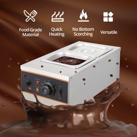 Takywep Chocolate Tempering Machine - 1.58 QT*2 Tanks, TEMP Control 86~176℉, 800W Stainless Steel Electric Food Warmer for Chocolate/Milk/Cream Melting