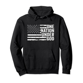 ONE NATION UNDER GOD - Christian USA Patriotic American Flag Pullover Hoodie