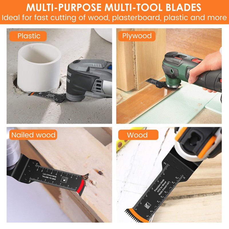 24Pcs Extra Long Oscillating Saw Blade Set Universal Bimetal Oscillating