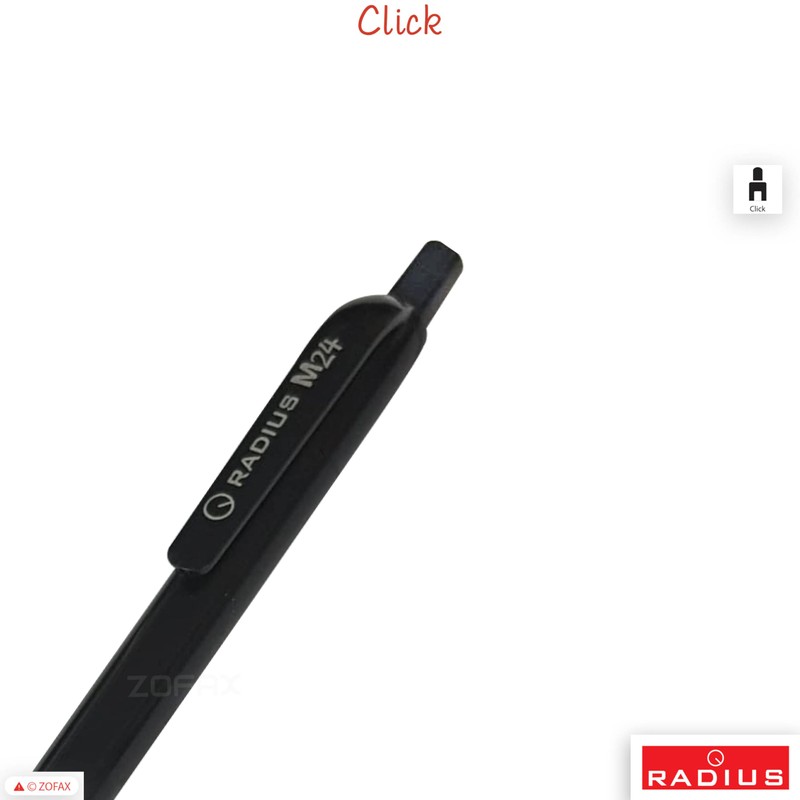 RADIUS M24 Retractable Ballpoint Pens, BLACK, Medium Point (1.0mm), Pack