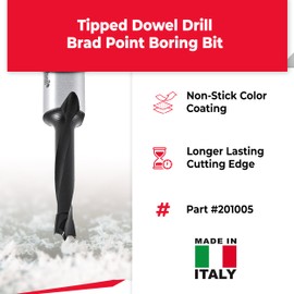 Amana Tool - 201005 Carbide Tipped Brad Pt. Boring Bit R/H 5mm Dia x 57mm Long x 10mm Sh