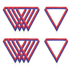 PATIKIL Award Ceremony Collars with Snap Clips, 10 Pieces Polyester Striped Medal Ribbons for Competitions Sports Meeting Sports Party Blue Red