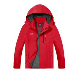 TEZO Mens Rain Jacket Waterproof with Hooded Hiking Coat Lightweight Windbreaker(SORD XL)