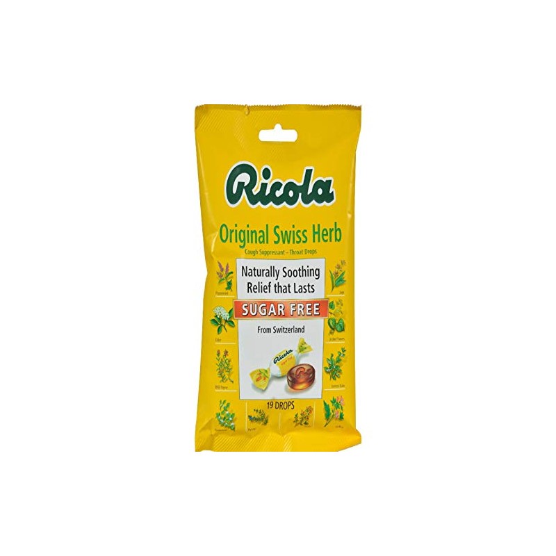 Ricola Cough Suppressant Throat Drops, Swiss Herb, Sugar Free, 19