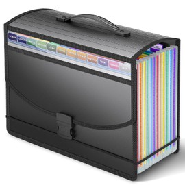 File Organiser Box Files Folder,13 Pockets Document Organiser Paperwork Organiser,Concertina File Expanding A4 Filing Folders for Paper Receipt and Bills Organiser, 2 x Tabs