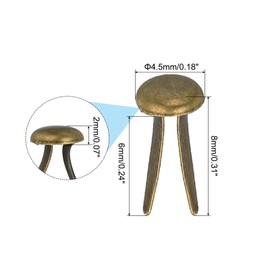 PATIKIL 200 PCS Paper Brass Fasteners Split Pins Pastel Mini Metal Brads Round Head Plated Fastener for Craft Art Scrapbooking DIY Supplies, Bronze, 4.5 x 8 mm