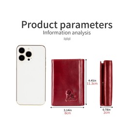 STEELLION Trifold Wallet for Men and Women, RFID Blocking Cowhide Leather Wallet with 2 Clear ID Windows, 11 Card Slots, Slim Design and Snap Closure for Everyday Carry, Travel and Gifts (Red)