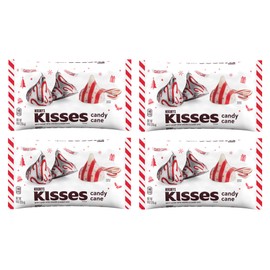 Hershey Candy Cane Kisses Laydown Bag - Candy Stripes and Bits - Pack of 4-9 oz Bags - Great for the Holiday Season - Stocking Stuffer - Share with Friends and Family