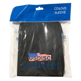 USDISC Paper Sleeves 100g No Window, Flap, Black, Pack of 100