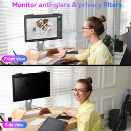 27 Inch Privacy Screen for Monitor - Anti Glare, Blue Light Blocking, Eye Protection Anti-Spy Filter - Fits 16:9 Aspect Ratio, Computer Screen Privacy Filter, Removable & Anti-Scratch