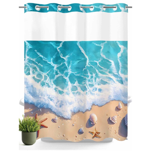 FFAPAODENS Shower Curtain with Snap-in Fabric Liner - 72W x