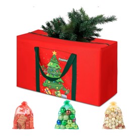 Christmas Tree Storage Bag 4FT 5FT 600d Oxford Fabric Small Christmas Tree Bag 3FT for Ornament Storage 100 X 45 X 28cm with 3 Christmas Decoration Storage Bag 30X40cm