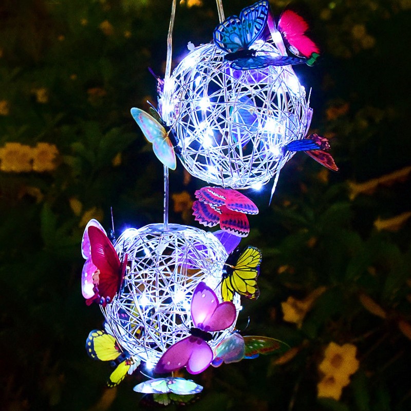 Hanging Solar Light Butterfly Solar Garden Lights with Colourful Butterflies