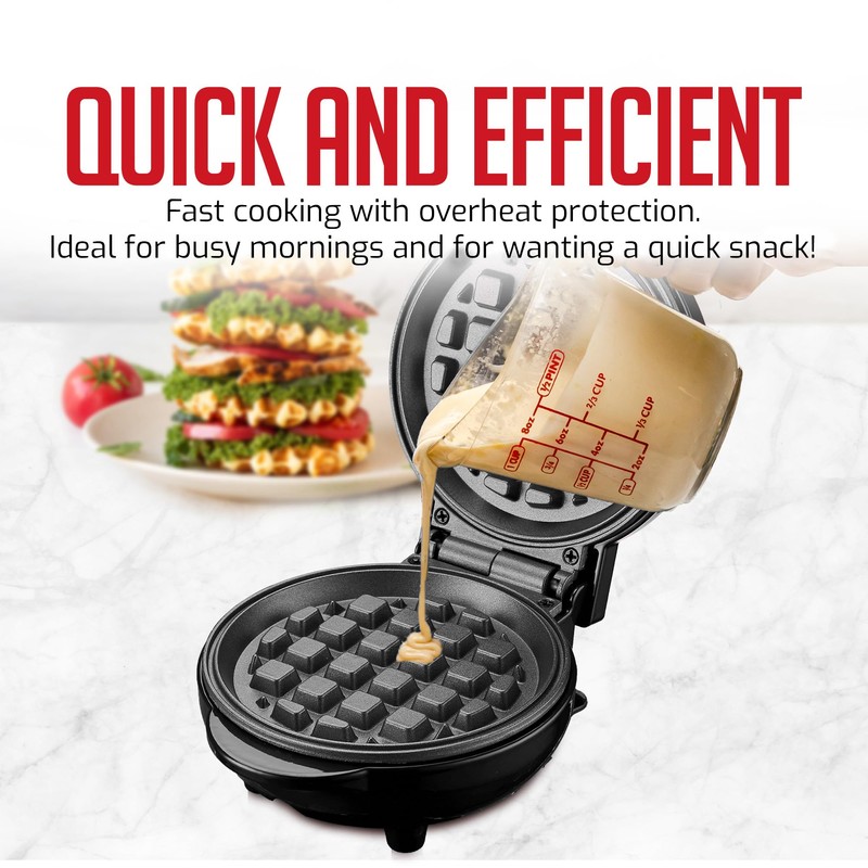 OVENTE Mini Waffle Maker Machine, 4-Inch Chaffle Mold with Non-Stick