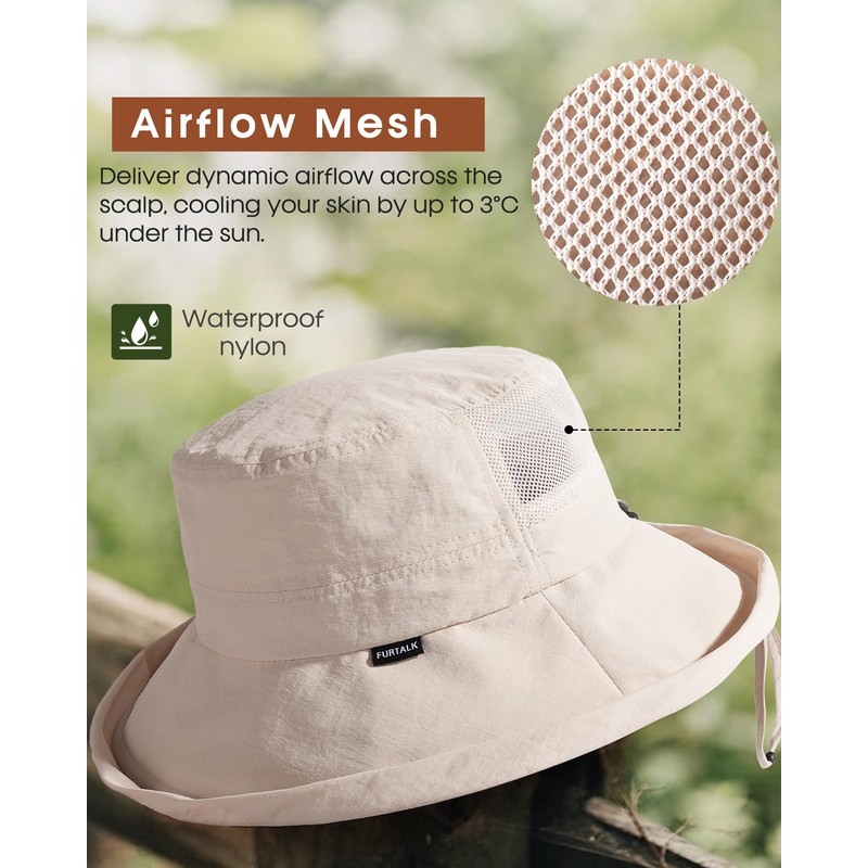 FURTALK Wide Brim Sun Hat with Ponytail Hole for Women