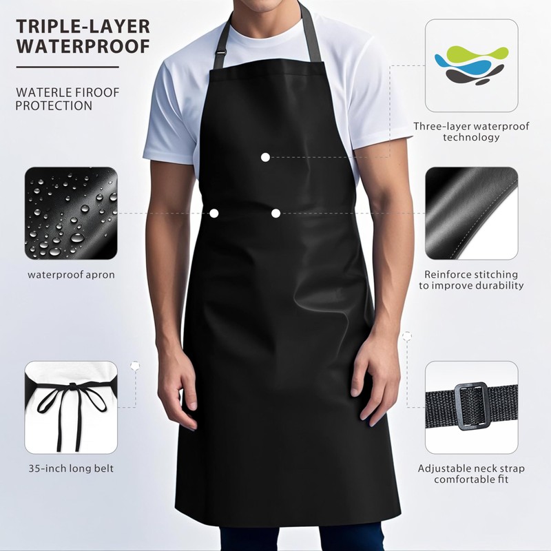 GoldPig Heavy-Duty Waterproof Apron, Chemical Resistant Rubber Vinyl for Industrial,