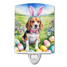 Caroline's Treasures Beagle Easter Egg Hunt Ceramic Night Light Compact, UL-Certified, Ideal for Bedroom, Bathroom, Nursery, Hallway, Kitchen, 6x4x3, Multicolor