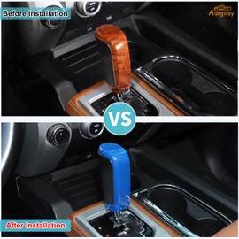 Car Gear Shifter Hand Brake Trim Cover Compatible with Toyota Tundra 2007-2021 & Sequoia 2008-2020, ABS Center Console Gear Shift Head Knob Scratch Protector Cover Decoration Accessories