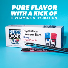 Pure Kick Freezer Bars, 5.5 oz, Hydrating Ice Pops, Naturally Flavored with Other Natural Flavors, Berry and Fruit Punch, 45 Count