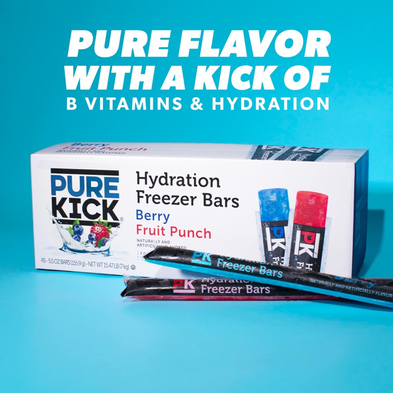Pure Kick Freezer Bars, 5.5 oz, Hydrating Ice Pops, Naturally
