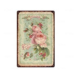 Pioujw 12x8 Inches Rose Flower Vintage Metal Tin Sign Pastoral Artistic Tin Painting Home Living Room Decor Pin Up Garden Metal Sign Wall Plate-Tin Sign, ASpictureSHOW-b025
