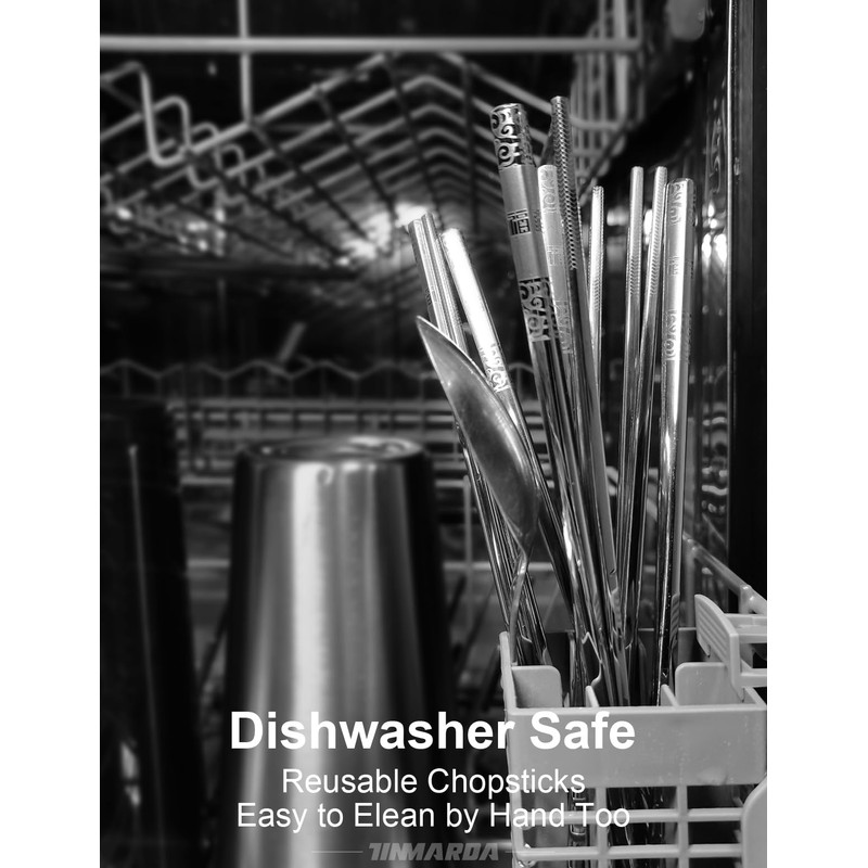 TINMARDA Metal Chopsticks Reusable 5 Pairs Stainless Steel Chopsticks Dishwasher