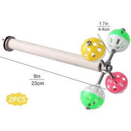 Teniinet Stand Perch Toy with Rotating Balls for Birds, Parakeets, Budgies, Cockatiels, Parrots, Budgerigars, Conures, Parrotlets, Ringnecks, Lovebirds (2Pcs)